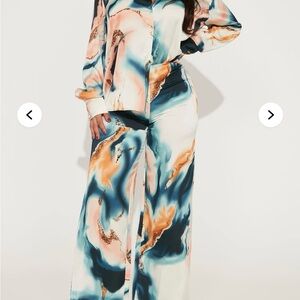 Elegant Wide-Leg Abstract Print Pants Set